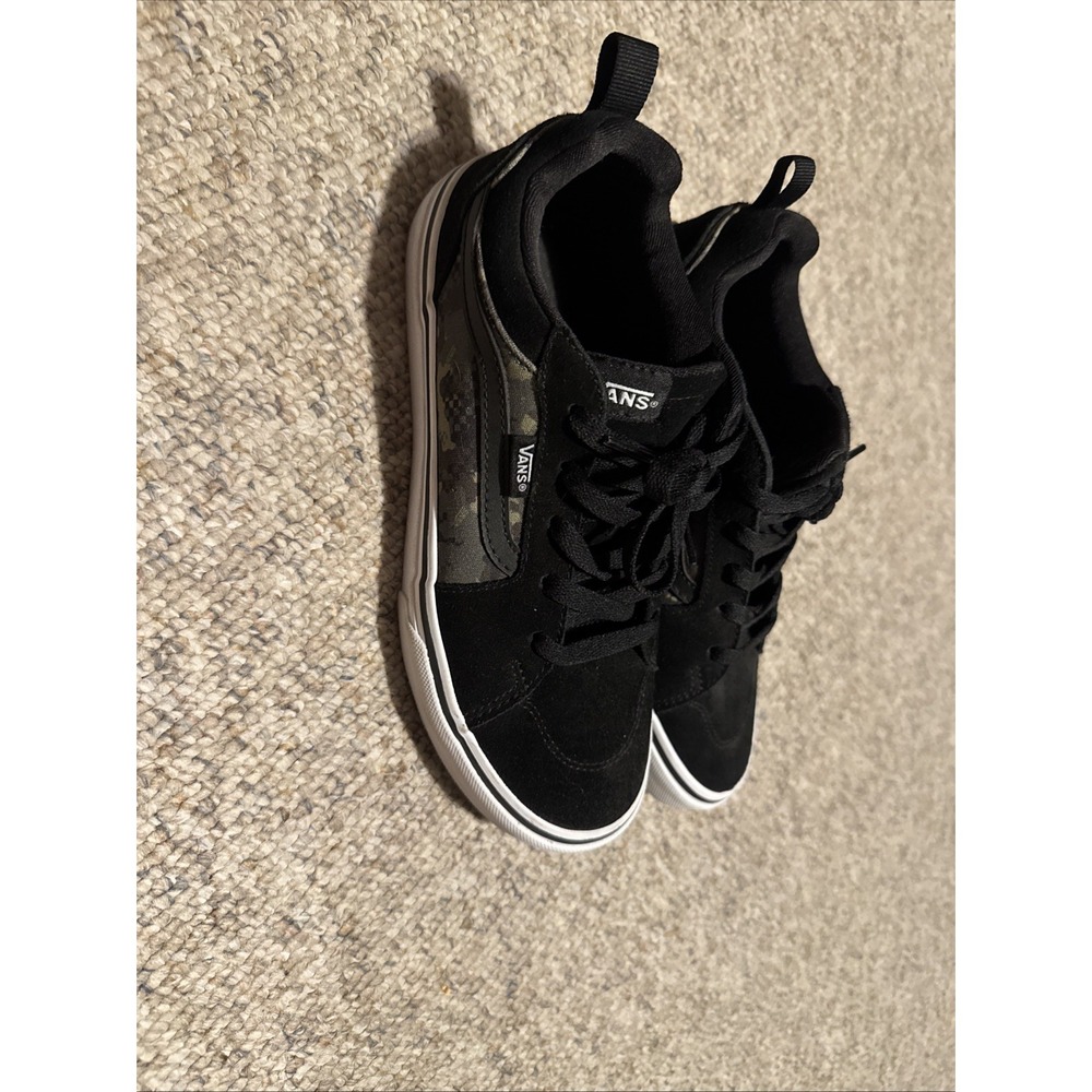 VANS Off The Wall Camouflage Camo/Black Suede Low Skate Shoe Youth Size 5.5